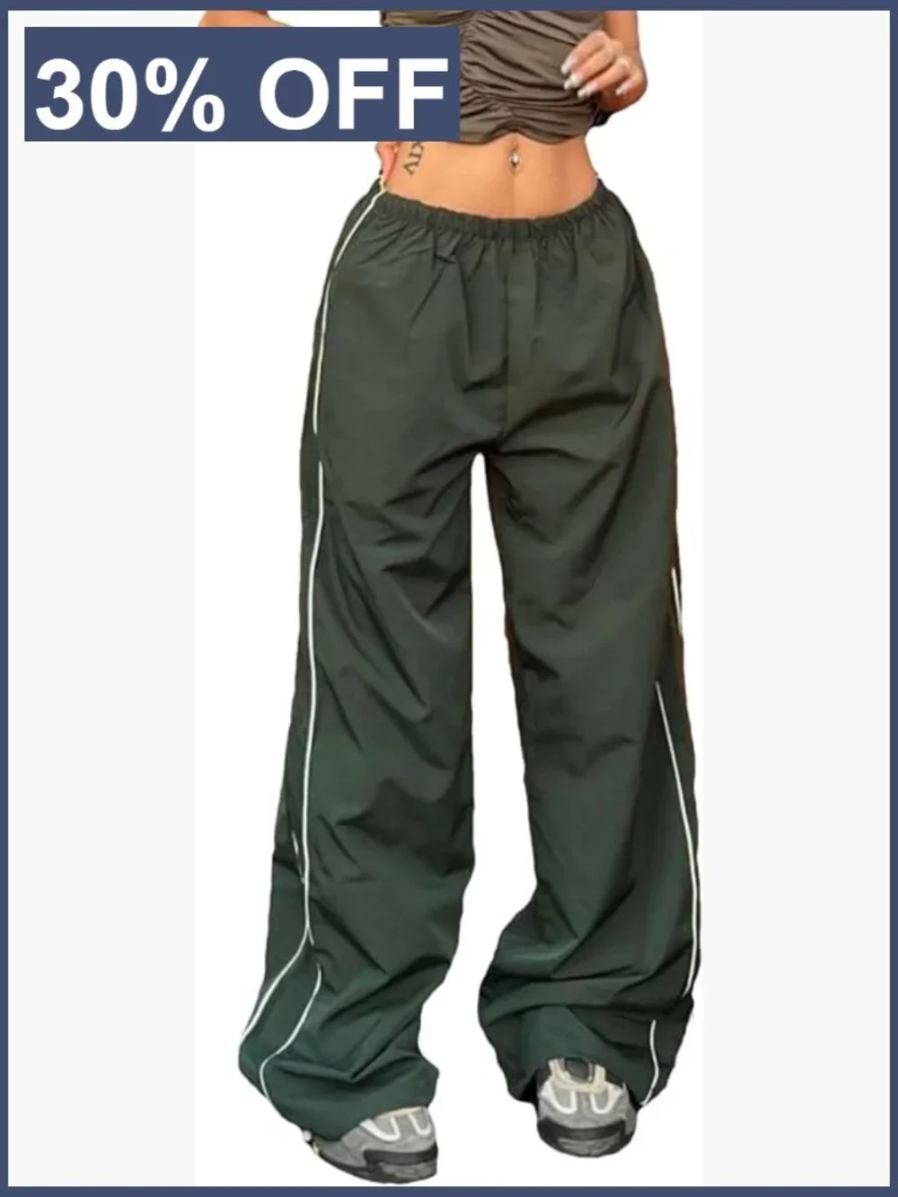 Y2K Baggy Parachute Pants Wide Leg Track Jogger Sweatpants with Pockets